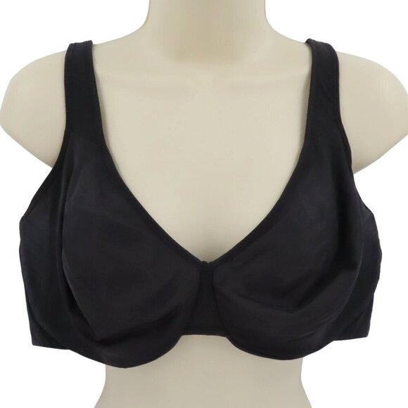 Lilyette 42D Bra Solid Black Geometric Stripe Wireless Unlined Style 0436 Women - Picture 1 of 12